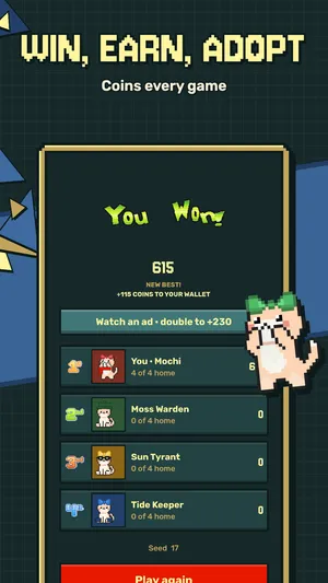 Win, earn coins, adopt cats